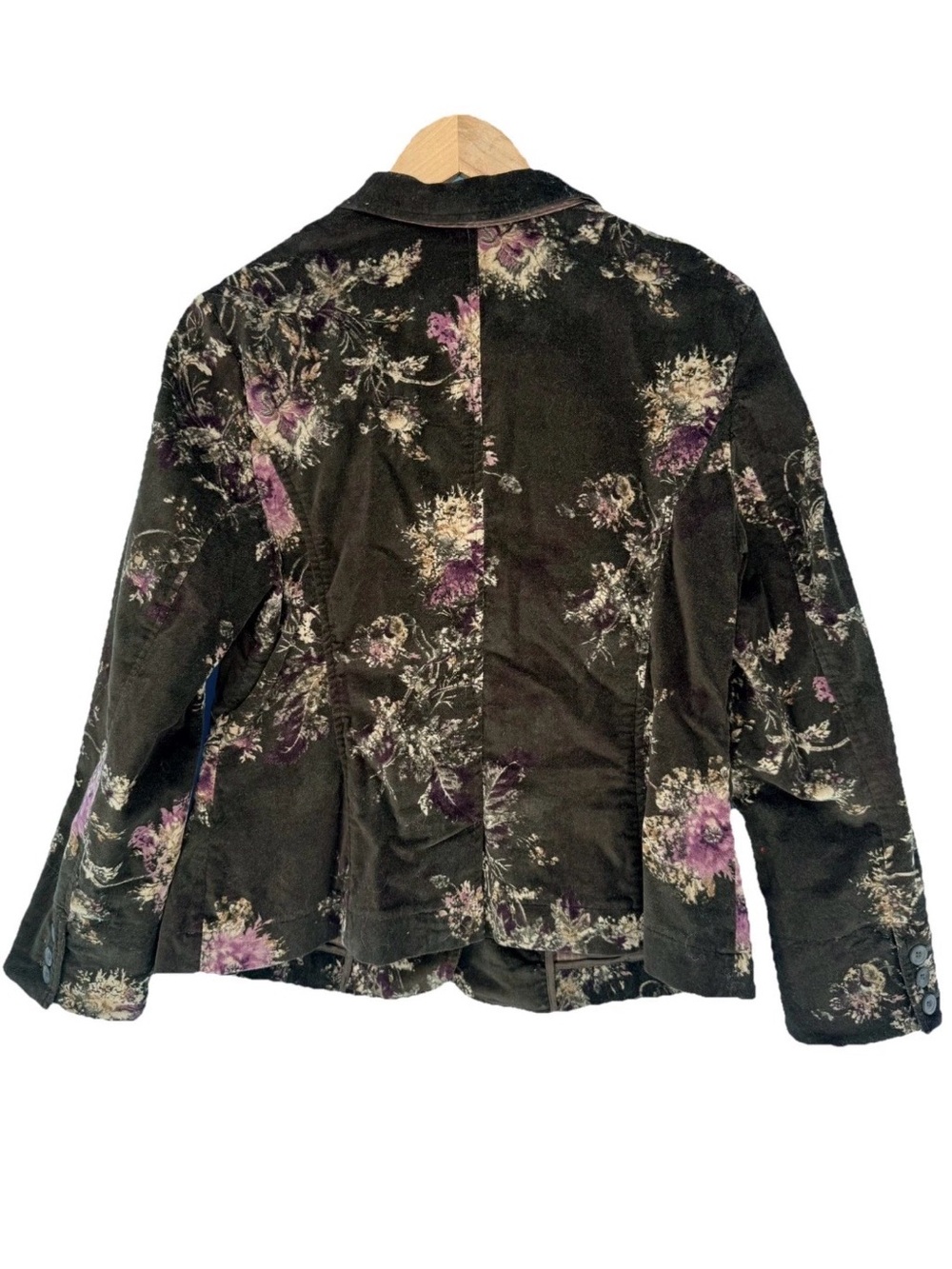 J. Jill Floral Velvet Cotton Blazer Jacket Petite Small Boho Y2K Dark Academia - Picture 2 of 7